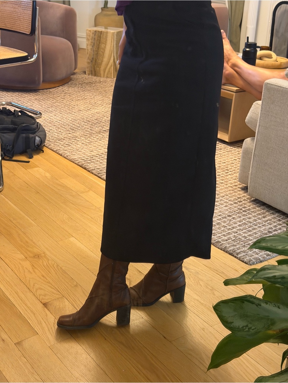 Relativity Brown Leather Mid-Calf Block Heel Boots